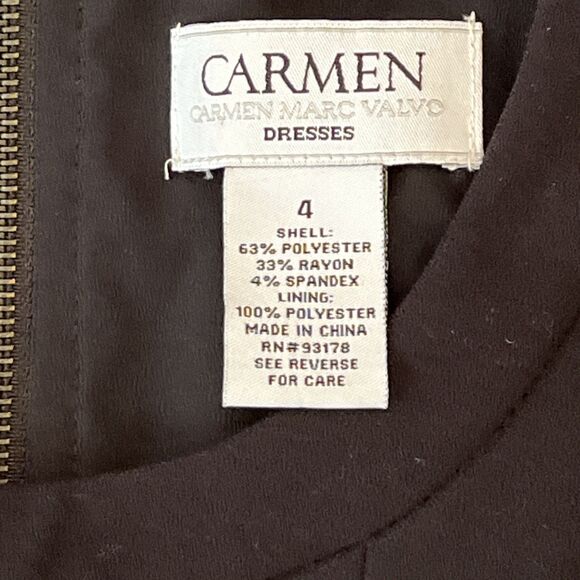 Carmen Marc Valvo Black Cocktail Dress Sleeveless Bottom Pleated Size 4 - Picture 3 of 6